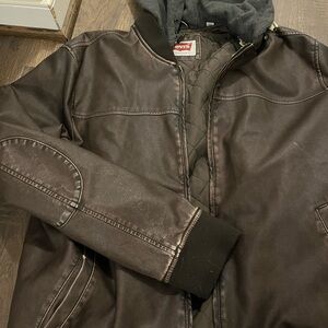 Levi's Men's Dark Brown Bomber Jacket with Hood